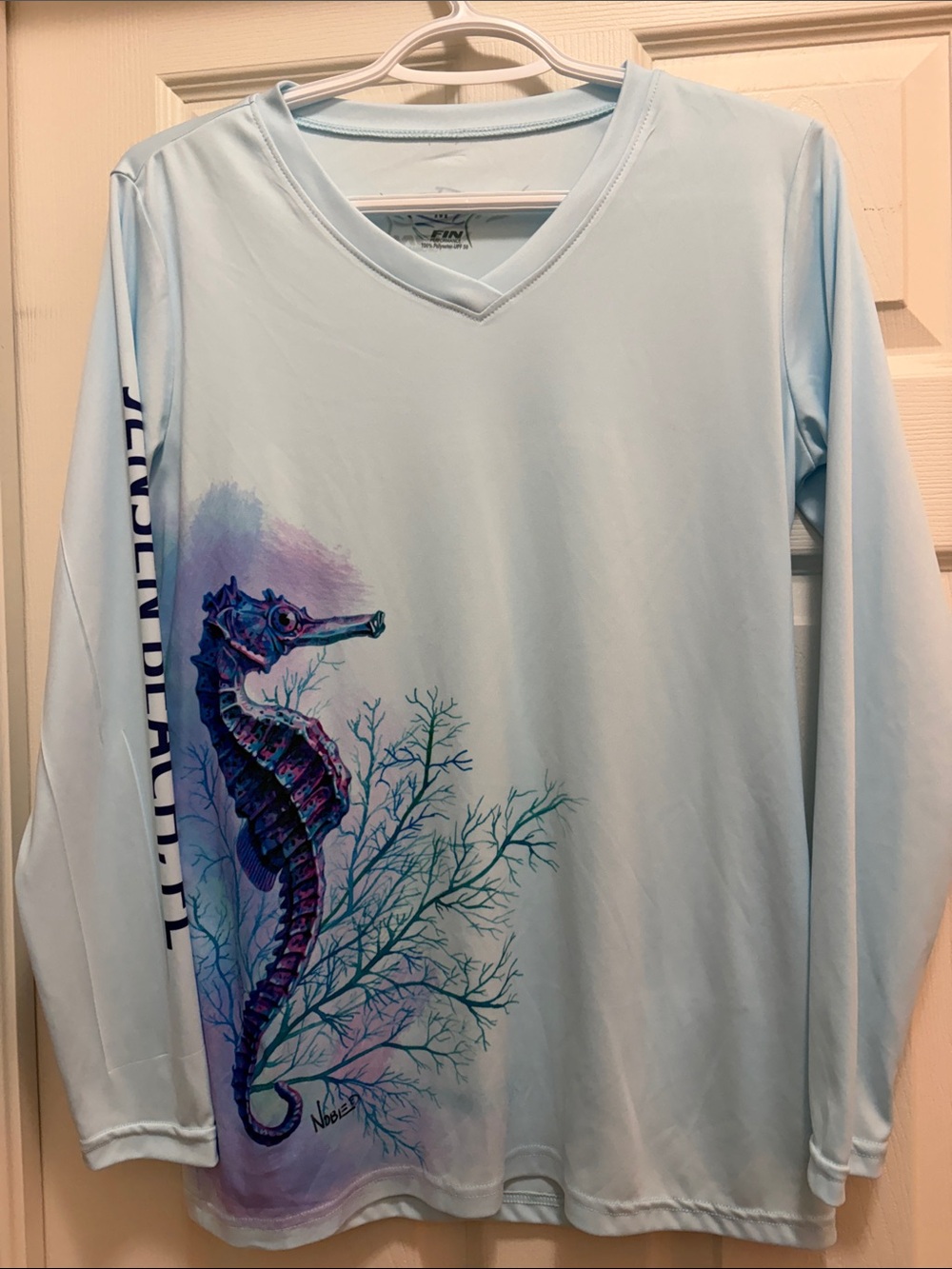 Light Blue Seahorse Sun UPF50 Protection - Coastal Style